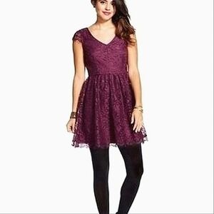$20 EUC XHILARATION XL short sleeve lace semi formal dress purple jewel Juniors